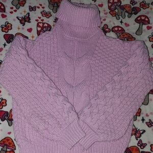 Woven Heart Lilac Turtleneck Sweater